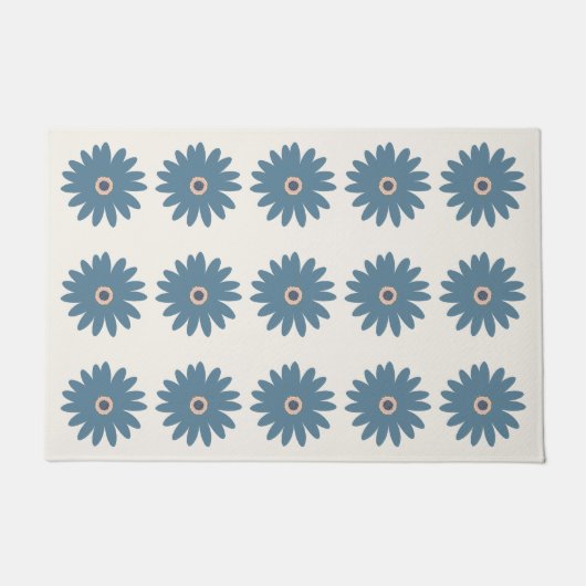 Blauw en Crème Madeliefje Deurmat (Voorkant)