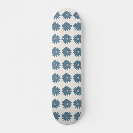 Blauw en Crème Madeliefje Persoonlijk Skateboard (Voorkant)