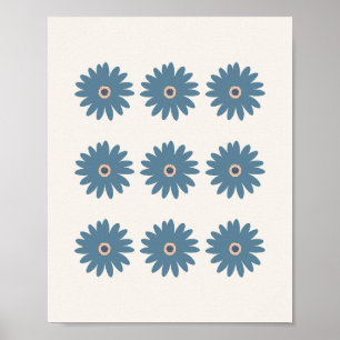 Blauw en Crème Madeliefje Poster