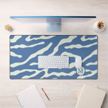 Blauw en crème Modern Abstract Wavy Lines Patroon