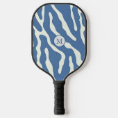 Blauw en crème Modern Abstract Wavy Lines Patroon Pickleball Paddle (Voorkant)