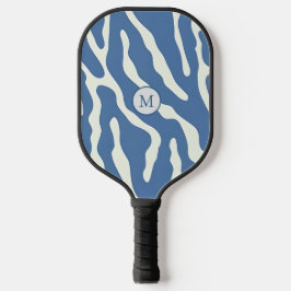 Blauw en crème Modern Abstract Wavy Lines Patroon Pickleball Paddle