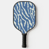 Blauw en crème Modern Abstract Wavy Lines Patroon Pickleball Paddle (Achterkant)