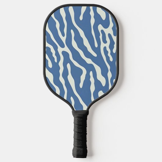Blauw en crème Modern Abstract Wavy Lines Patroon Pickleball Paddle (Achterkant)