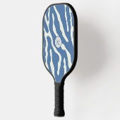 Blauw en crème Modern Abstract Wavy Lines Patroon Pickleball Paddle (Links)