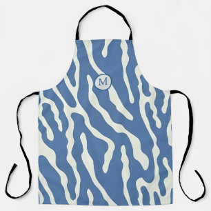 Blauw en crème Modern Abstract Wavy Lines Patroon Schort