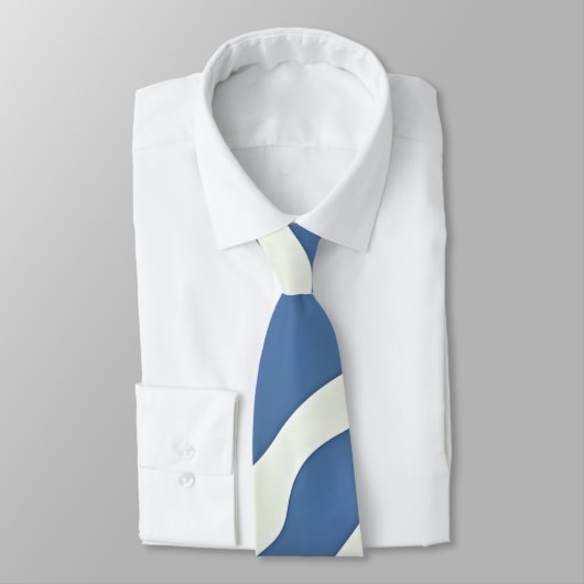 Blauw en crème Modern Abstract Wavy Lines Patroon Stropdas (Gebonden)