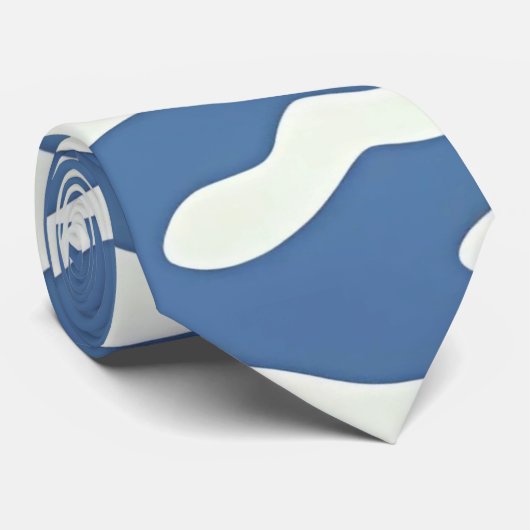 Blauw en crème Modern Abstract Wavy Lines Patroon Stropdas (Opgerold)