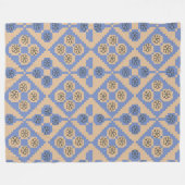 Blauw en crème Patroon Fleece Deken (Voorkant (Horizontaal))
