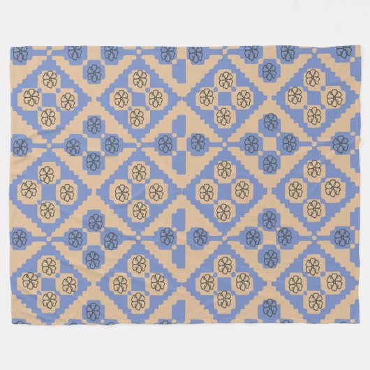 Blauw en crème Patroon Fleece Deken (Voorkant (Horizontaal))