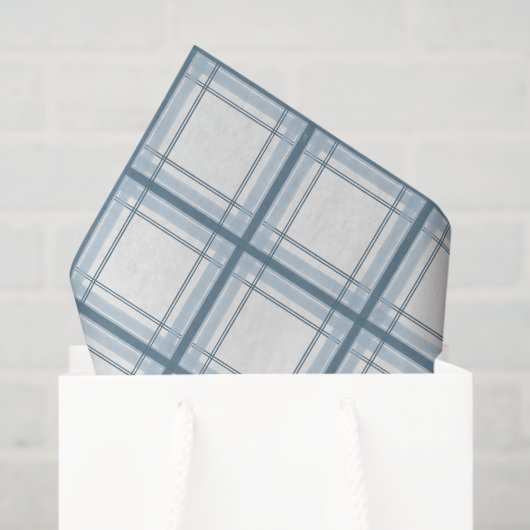 Blauw en Crème Plaid Patterned Tissuepapier (Cadeauzakje)