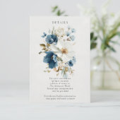 Blauw en Crème Schilderachtige Bloemen Informatiekaartje (Staand voorkant)