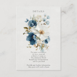 Blauw en Crème Schilderachtige Bloemen Informatiekaartje