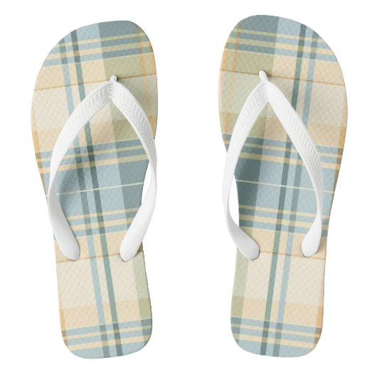 Blauw en Crème Schotse Ruit Flip Flops (Voetbed)