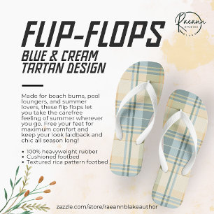 Blauw en Crème Schotse Ruit Flip Flops