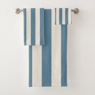 Blauw En Crème Verticale Strepen Bad Handdoek