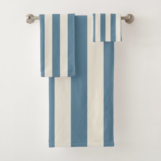 Blauw En Crème Verticale Strepen Bad Handdoek (Insitu)