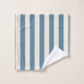 Blauw En Crème Verticale Strepen Bad Handdoek (Wasdoekje)