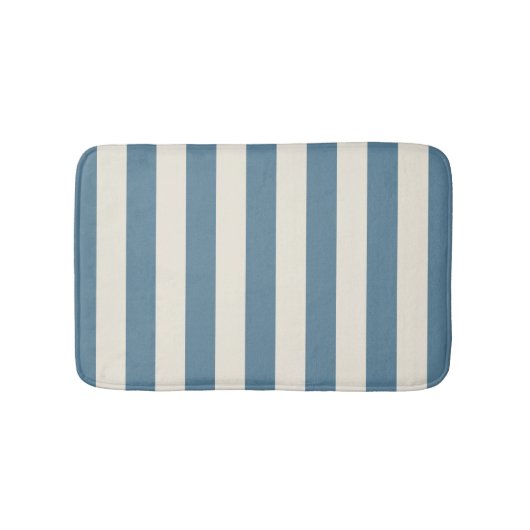 Blauw En Crème Verticale Strepen Badmat (Voorkant)