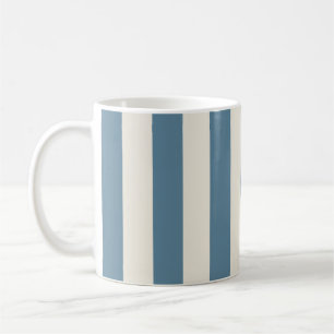 Blauw En Crème Verticale Strepen Koffiemok