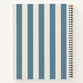 Blauw En Crème Verticale Strepen Notitieboek (Achterkant)