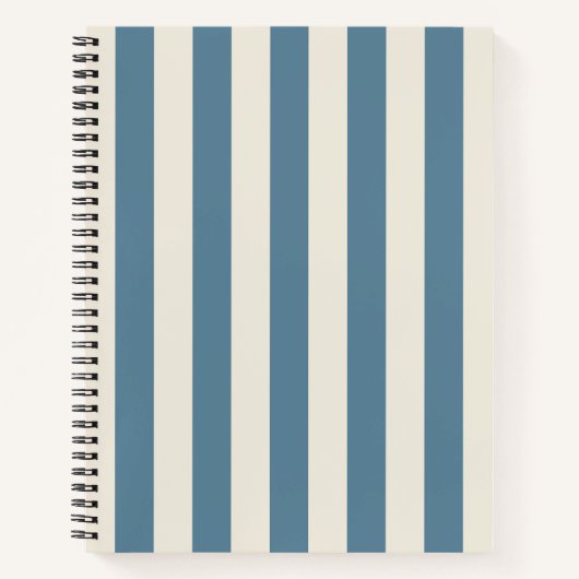 Blauw En Crème Verticale Strepen Notitieboek (Voorkant)