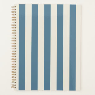 Blauw En Crème Verticale Strepen Planner