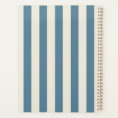 Blauw En Crème Verticale Strepen Planner (Achterkant)