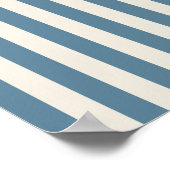 Blauw En Crème Verticale Strepen Poster (Hoek)