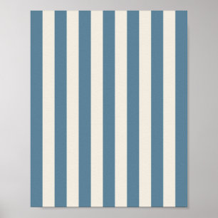 Blauw En Crème Verticale Strepen Poster