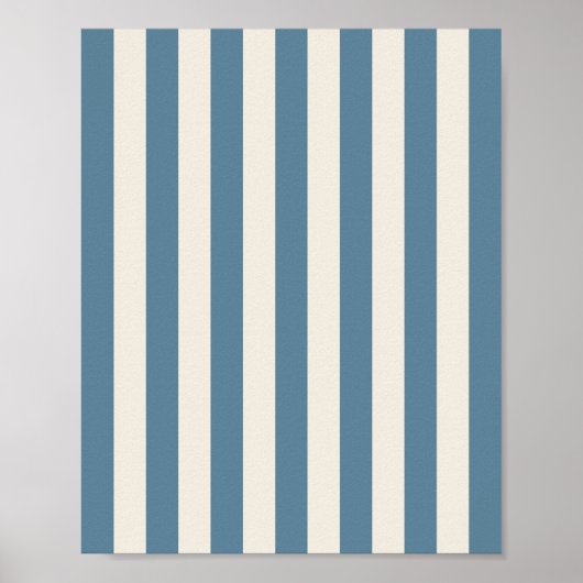 Blauw En Crème Verticale Strepen Poster (Voorkant)