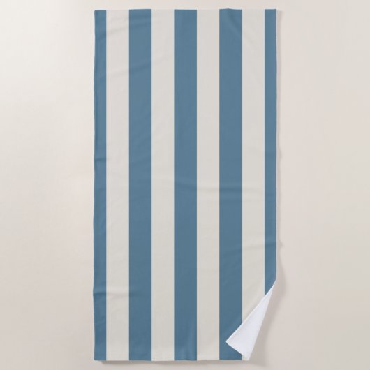 Blauw En Crème Verticale Strepen Strandlaken (Voorkant)