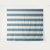 Blauw En Crème Verticale Strepen Wandkleed (Voorkant (horizontaal))