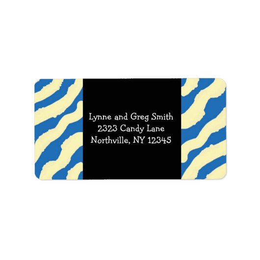 Blauw en Crème Zebraprint Labels (Voorkant)