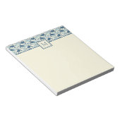 Blauw en crème Zee Turtle Monogram Notitieblok (Schuin)