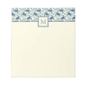 Blauw en crème Zee Turtle Monogram Notitieblok (Voorkant)