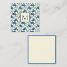 Blauw en crème Zee Turtle Monogram