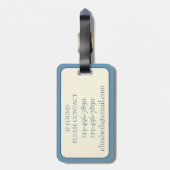 Blauw en crème Zee Turtles Monogram Bagagelabel (Achterkant verticaal)