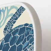 Blauw en crème Zee Turtles Monogram Pickleball Paddle (Links Detail)