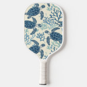 Blauw en crème Zee Turtles Monogram Pickleball Paddle (Achterkant)