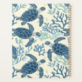 Blauw en crème Zee Turtles Monogram Planner (Achterkant)