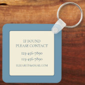 Blauw en crème Zee Turtles Monogram Sleutelhanger (Achterkant)