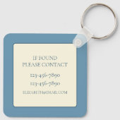 Blauw en crème Zee Turtles Monogram Sleutelhanger (Achterkant)