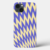 Blauw en Crème Zigzag Chevron Patroon Case-Mate iPhone Case (Achterkant)