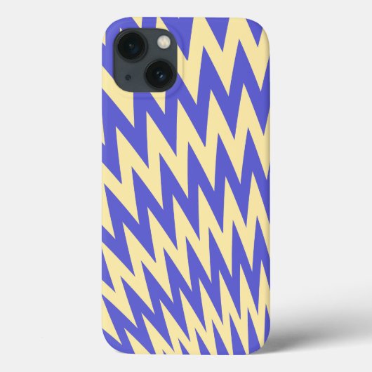 Blauw en Crème Zigzag Chevron Patroon Case-Mate iPhone Case (Achterkant)