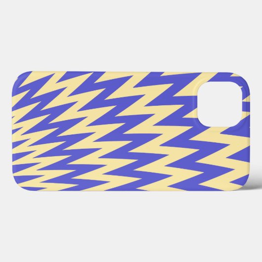 Blauw en Crème Zigzag Chevron Patroon Case-Mate iPhone Case (Achterkant (horizontaal))