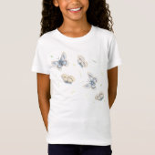 blauw- en crèmebutterflies in de vlucht t-shirt (Voorkant)