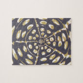 Blauw en crèmekleurig uiteinde ovaal patroon legpuzzel (Horizontaal)