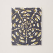 Blauw en crèmekleurig uiteinde ovaal patroon legpuzzel (Verticaal)