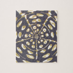 Blauw en crèmekleurig uiteinde ovaal patroon legpuzzel